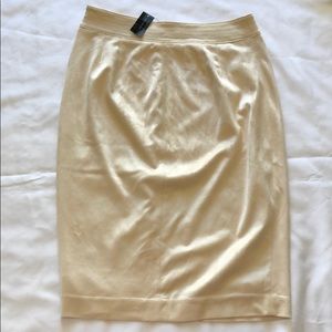 Cream Suede Skirt with Slit Stretch 8 25” Length